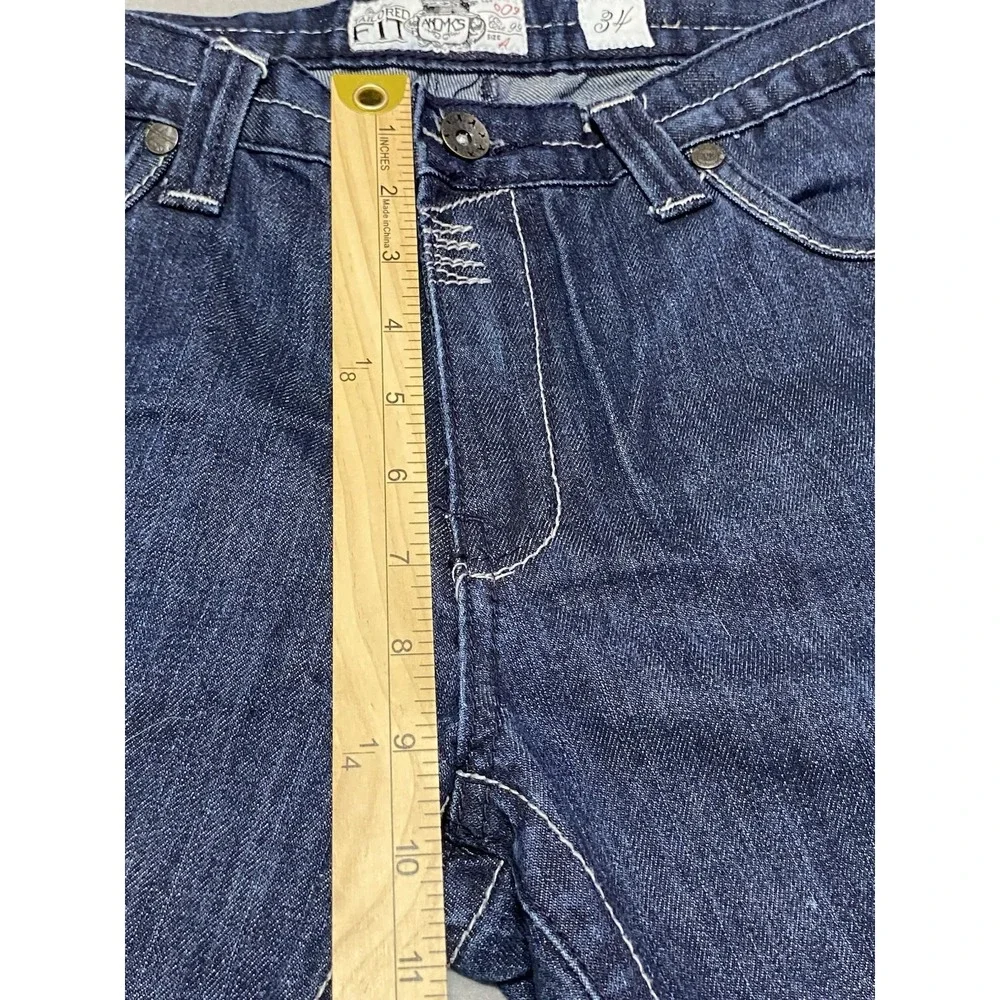 Akademiks Mens Tailored Fit Jeans Dark Wash Contrast Stitch Blue Size 34 A49P46